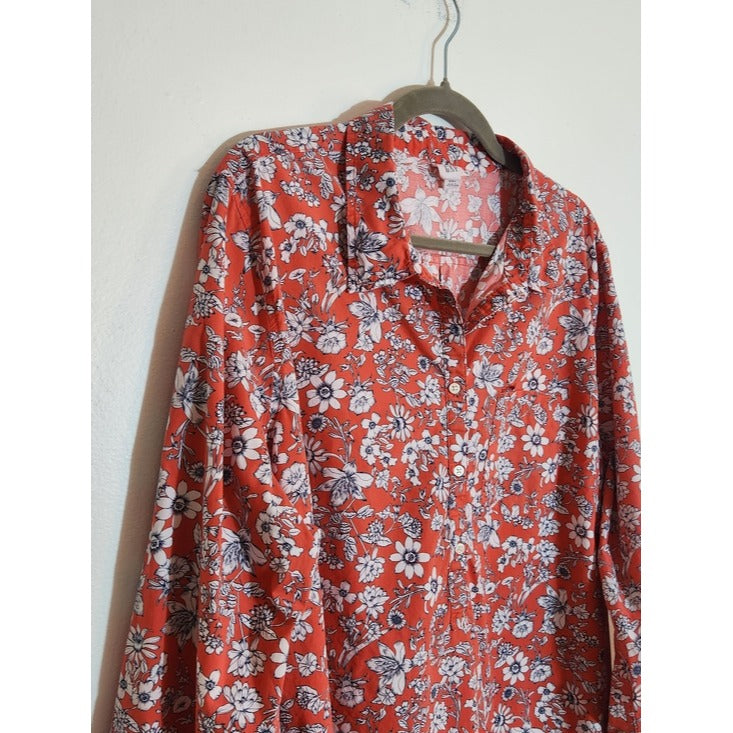 Gap Coral Red Floral Blouse Size XXL