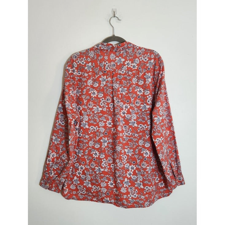 Gap Coral Red Floral Blouse Size XXL