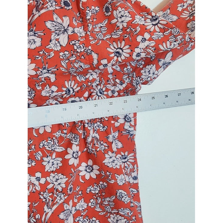 Gap Coral Red Floral Blouse Size XXL
