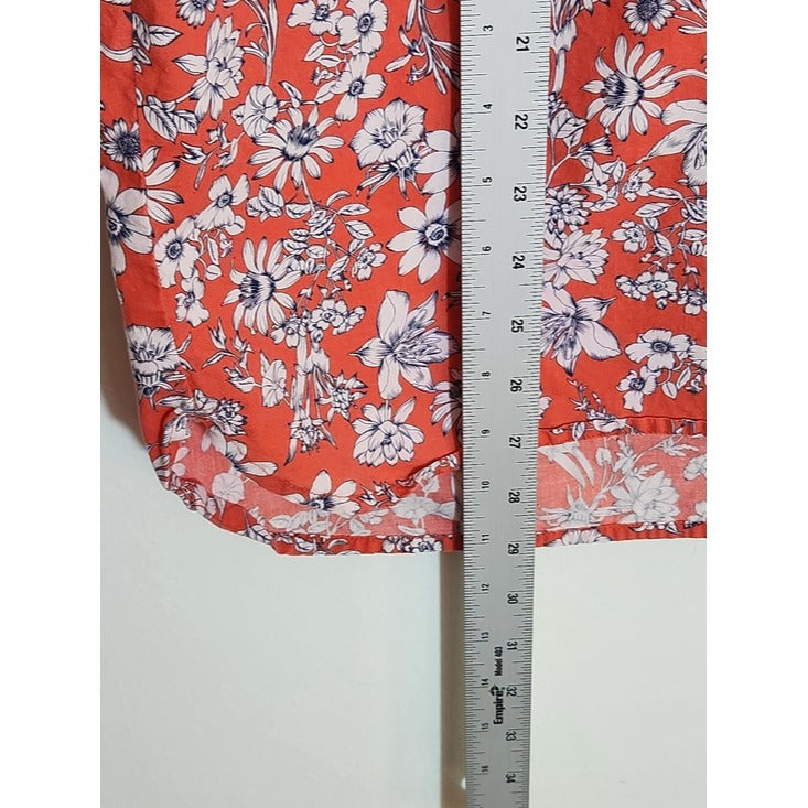 Gap Coral Red Floral Blouse Size XXL