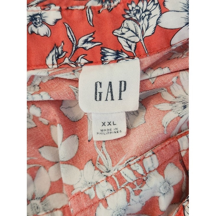 Gap Coral Red Floral Blouse Size XXL