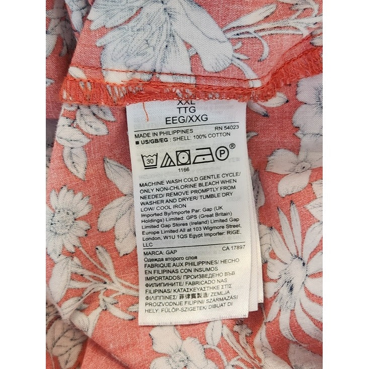 Gap Coral Red Floral Blouse Size XXL