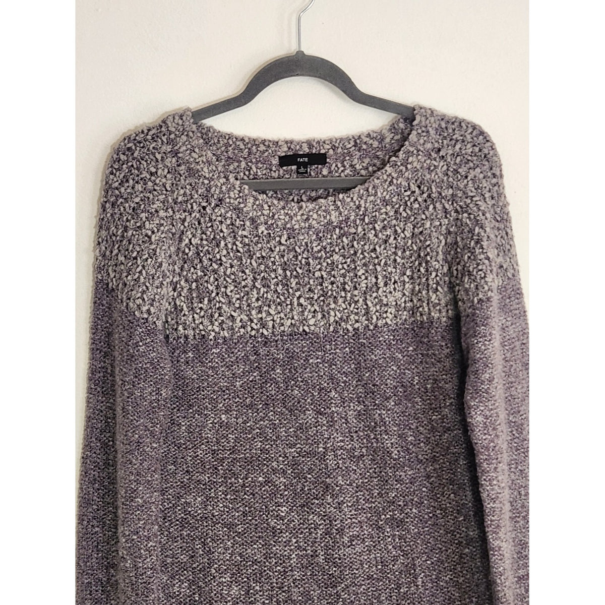 Fate Fuzzy Textured Lavender Purple Sweater Size Large