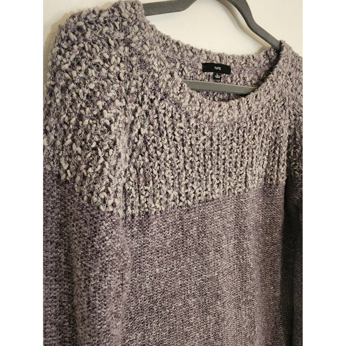 Fate Fuzzy Textured Lavender Purple Sweater Size Large