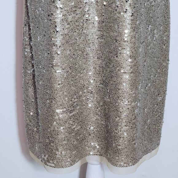 Suzi Chin for Maggy Boutique Gold Sequin Sleeveless Shift Dress NWT Size 12