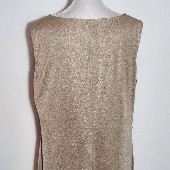 Suzi Chin for Maggy Boutique Gold Sequin Sleeveless Shift Dress NWT Size 12