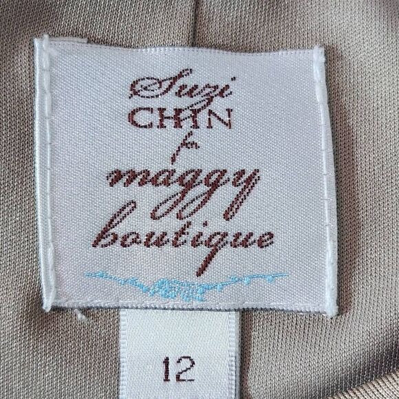 Suzi Chin for Maggy Boutique Gold Sequin Sleeveless Shift Dress NWT Size 12
