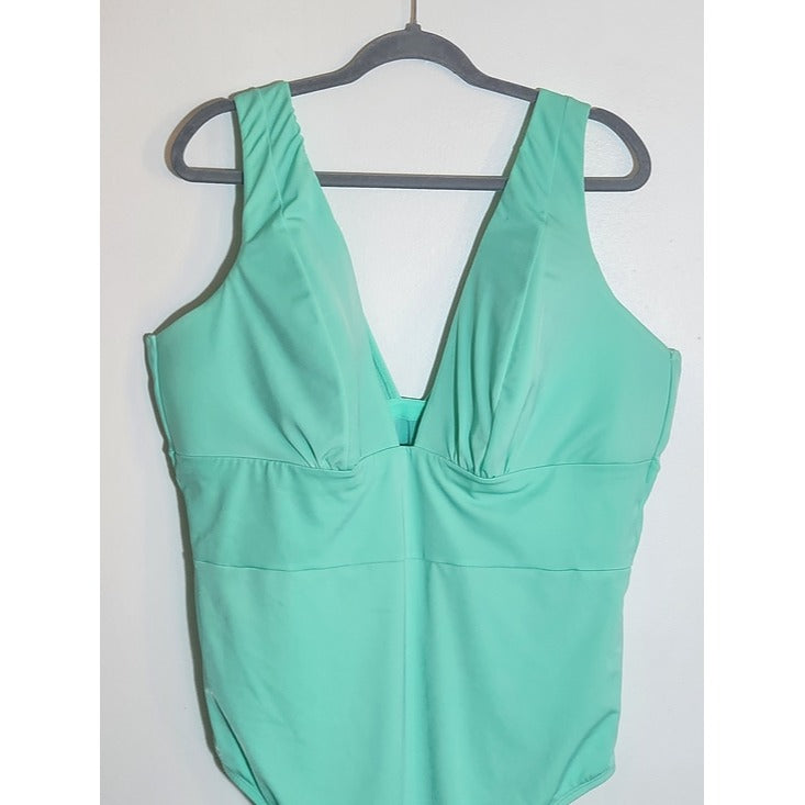 Swim by Cacique Aqua Green One Piece Swimsuit Size 24 NWT Flaw