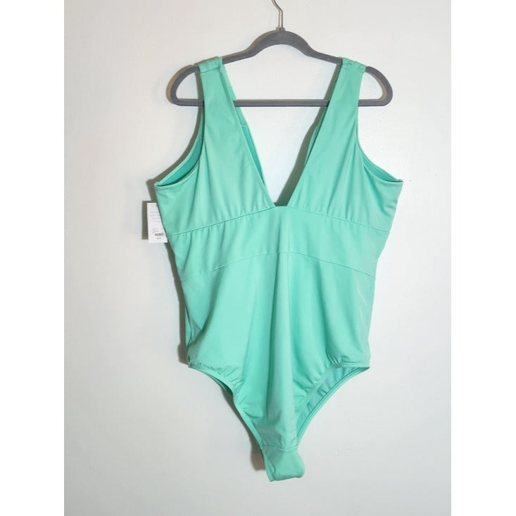 Swim by Cacique Aqua Green One Piece Swimsuit Size 24 NWT Flaw