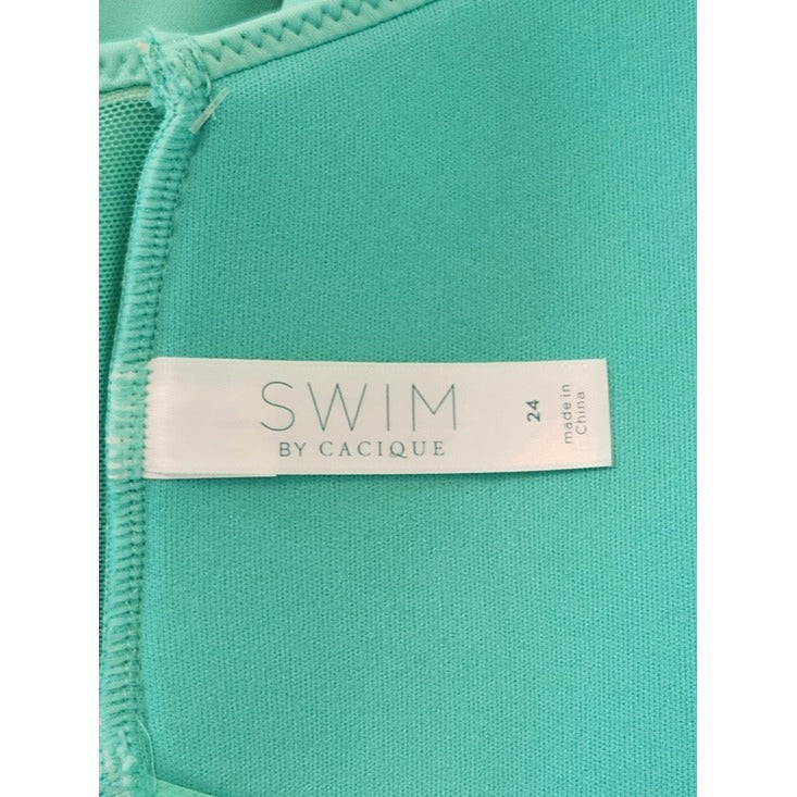 Swim by Cacique Aqua Green One Piece Swimsuit Size 24 NWT Flaw