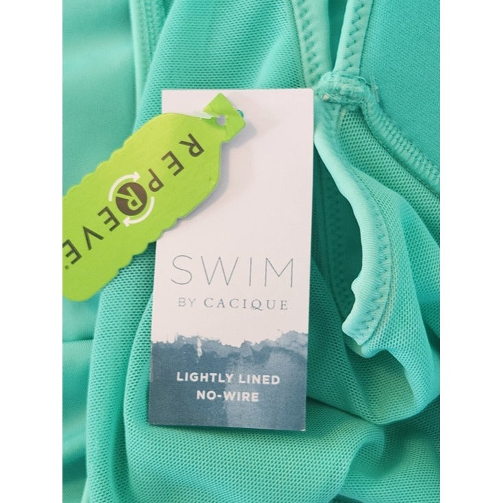 Swim by Cacique Aqua Green One Piece Swimsuit Size 24 NWT Flaw