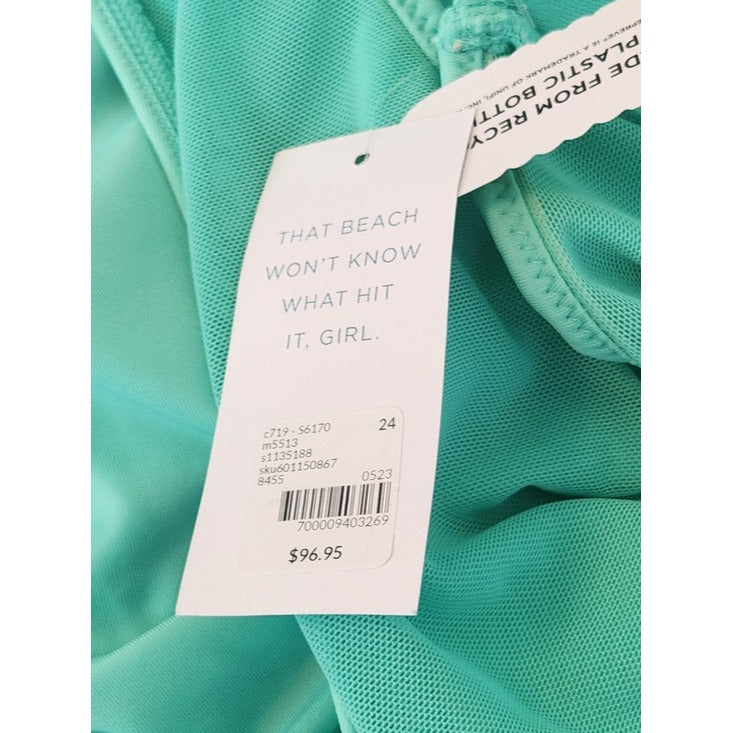 Swim by Cacique Aqua Green One Piece Swimsuit Size 24 NWT Flaw