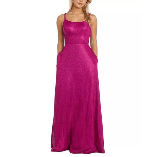 Morgan & Company Fuchsia Prom Dress with Strappy Back NWT Size 3 Magenta Prom