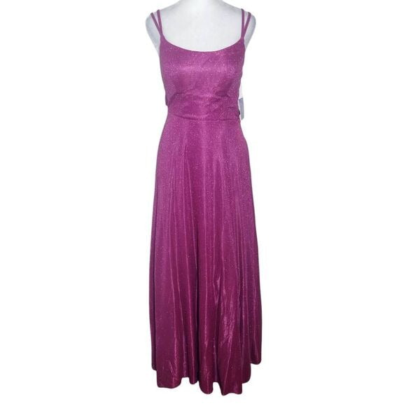Morgan & Company Fuchsia Prom Dress with Strappy Back NWT Size 3 Magenta Prom
