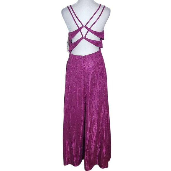 Morgan & Company Fuchsia Prom Dress with Strappy Back NWT Size 3 Magenta Prom