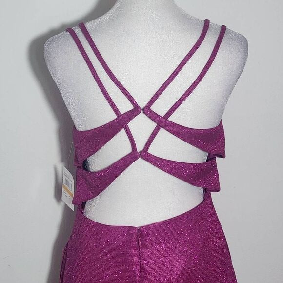 Morgan & Company Fuchsia Prom Dress with Strappy Back NWT Size 3 Magenta Prom