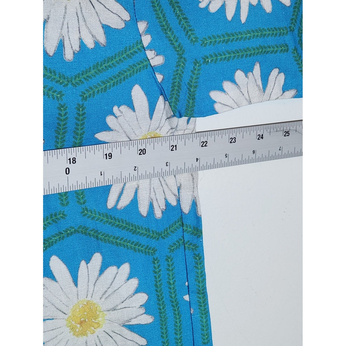 Brooke Wright Blue Daisy Print Linen Blend V-Neck Blouse Size Approx XL NWT