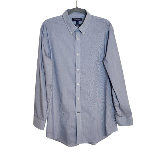 Crown & Ivy Blue Pinstripe Slim Fit Dress Shirt Size 16-16.5 32/33 Large