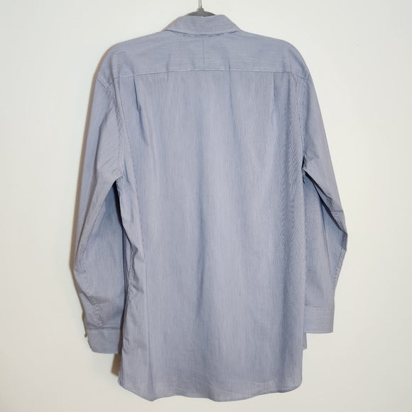 Crown & Ivy Blue Pinstripe Slim Fit Dress Shirt Size 16-16.5 32/33 Large