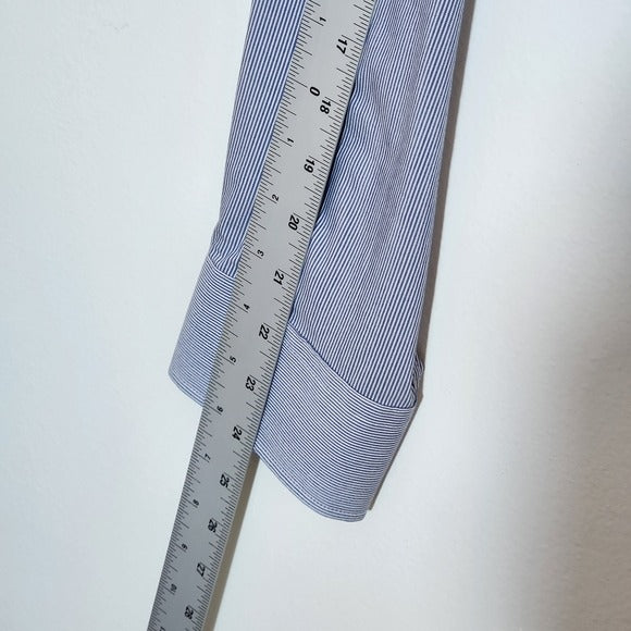 Crown & Ivy Blue Pinstripe Slim Fit Dress Shirt Size 16-16.5 32/33 Large