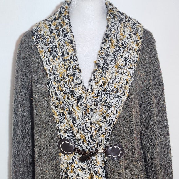 Ponsesa Brown Gray Cardigan Sweater Size XL