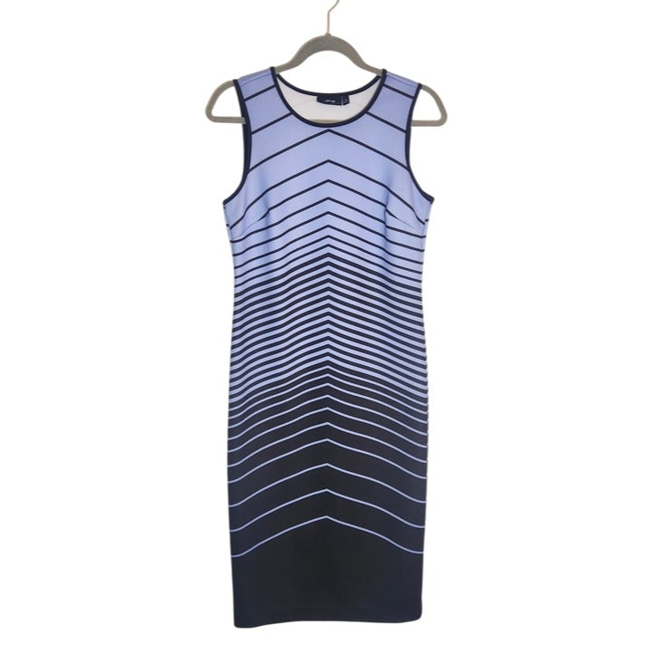Apt. 9 Light Blue and Black Stripe Dress Size 10 Flaw