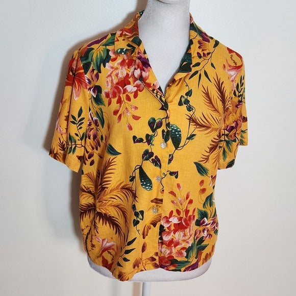 RACHEL Rachel Roy Yellow Tropical Floral Matching Set Size Small