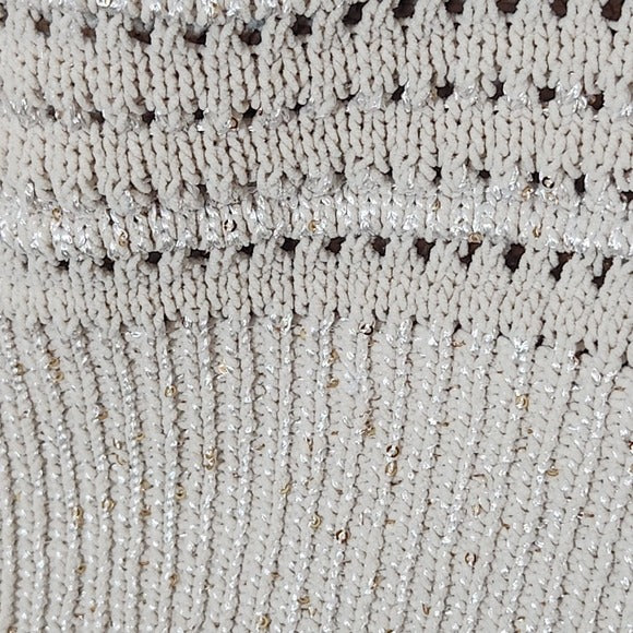 Joie Cream Metallic & Sequin Knit Sweater Size Medium
