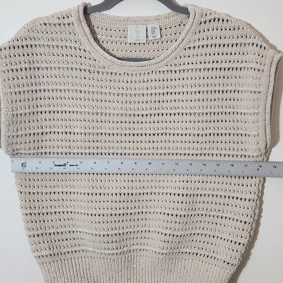 Joie Cream Metallic & Sequin Knit Sweater Size Medium