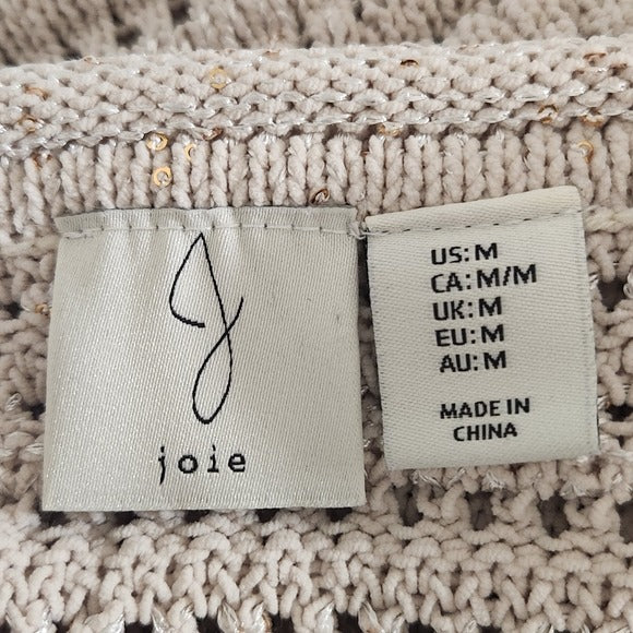 Joie Cream Metallic & Sequin Knit Sweater Size Medium