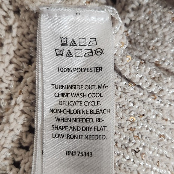 Joie Cream Metallic & Sequin Knit Sweater Size Medium