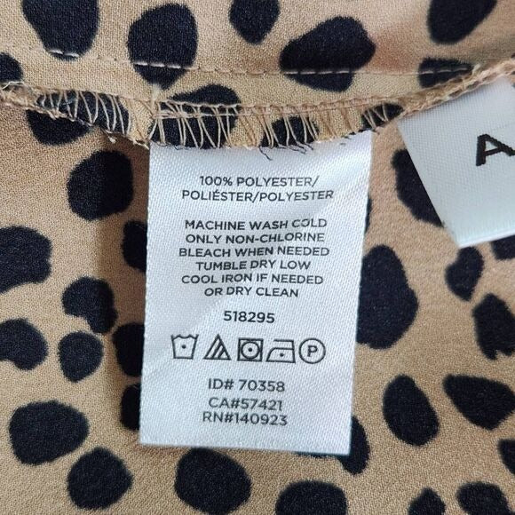 Loft Leopard Print Puffy Sleeve Blouse Size Large Tan and Black Leopard Top