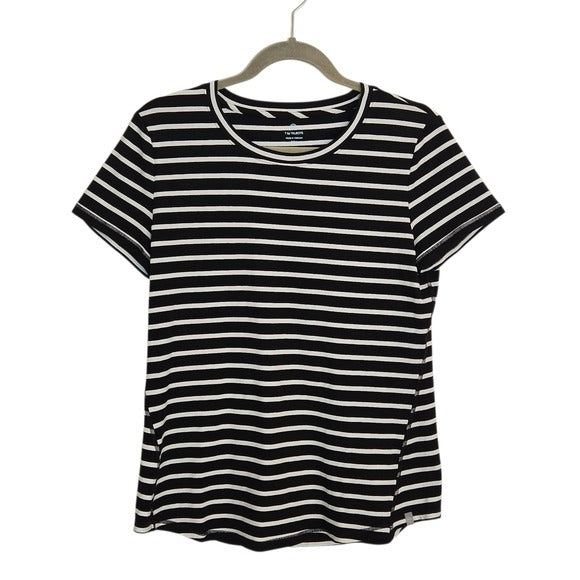 Talbots Black and White Stripe Tee Size Medium Petite