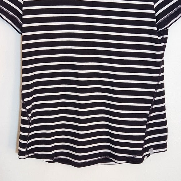 Talbots Black and White Stripe Tee Size Medium Petite