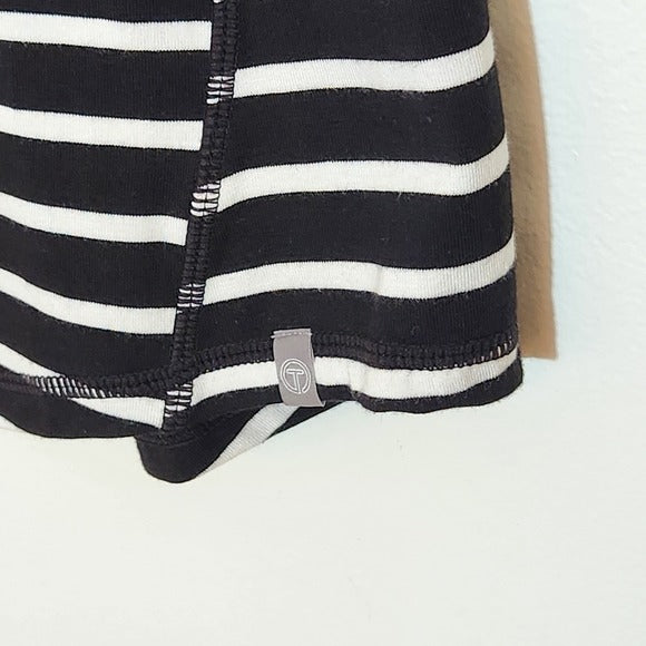 Talbots Black and White Stripe Tee Size Medium Petite