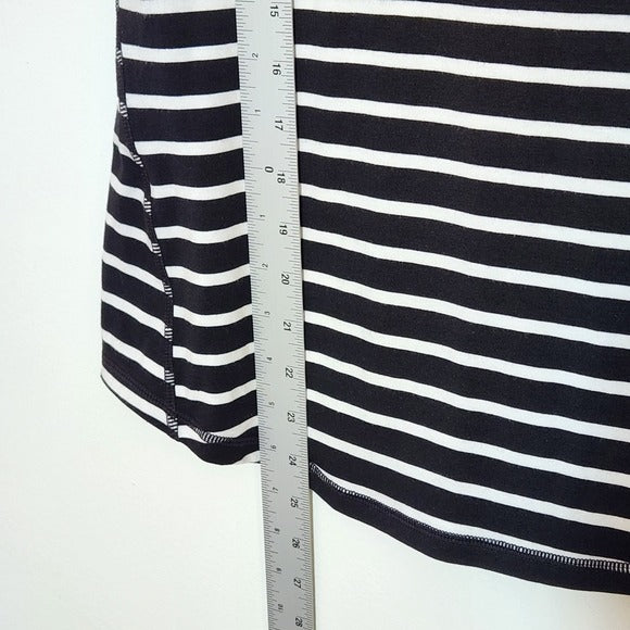 Talbots Black and White Stripe Tee Size Medium Petite