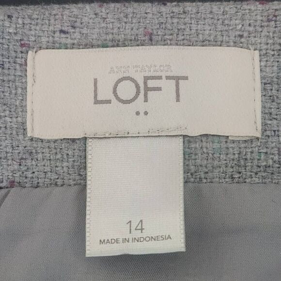 Loft Gray Straight Mini Skirt Size 14 Loft Gray Speckled Mini Tie Front Skirt