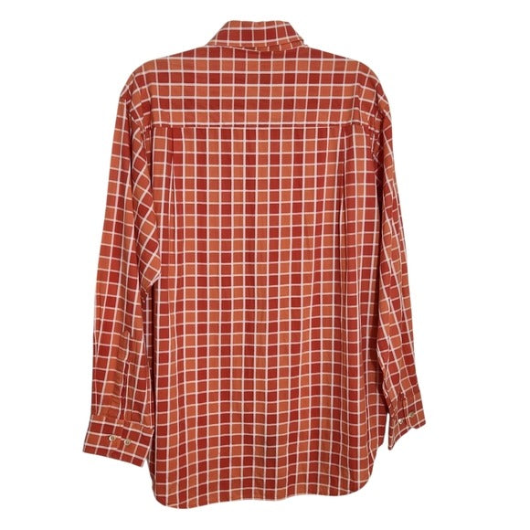 Scott Barber Orange Check Buttondown Shirt Size Large