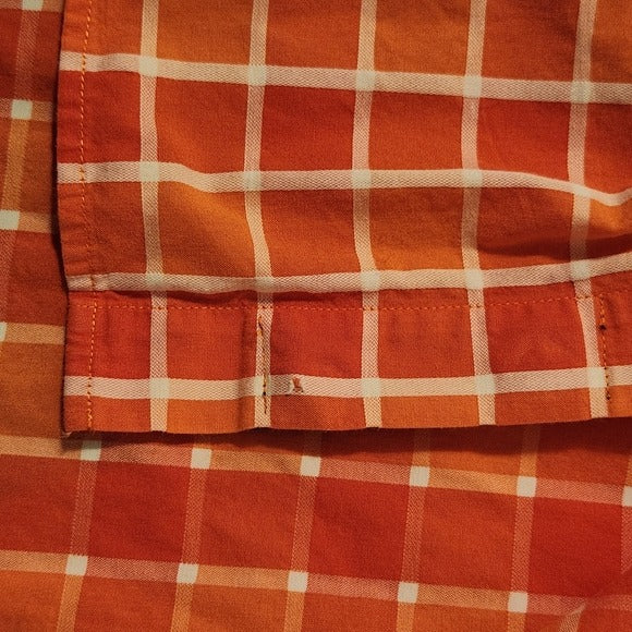 Scott Barber Orange Check Buttondown Shirt Size Large