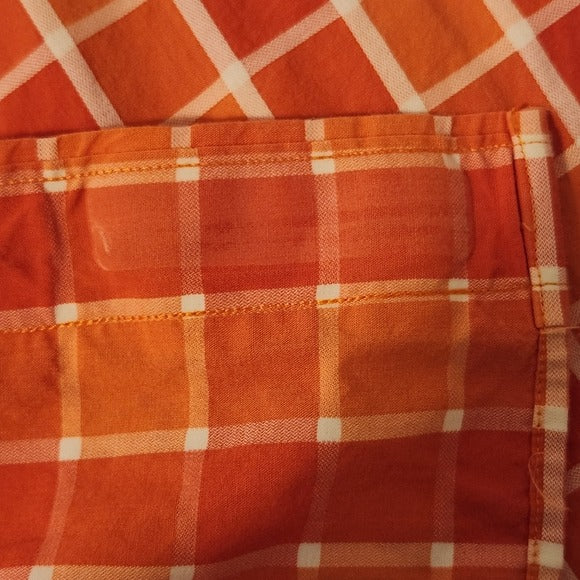 Scott Barber Orange Check Buttondown Shirt Size Large