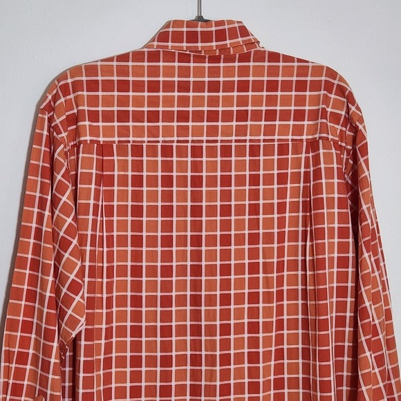 Scott Barber Orange Check Buttondown Shirt Size Large