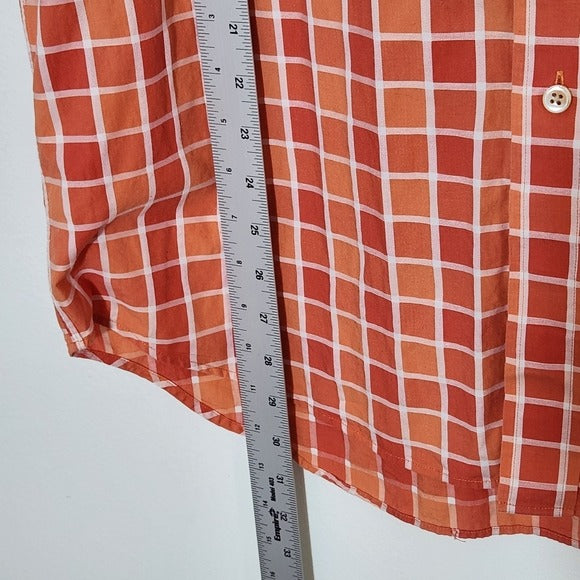 Scott Barber Orange Check Buttondown Shirt Size Large