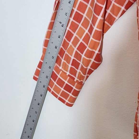 Scott Barber Orange Check Buttondown Shirt Size Large