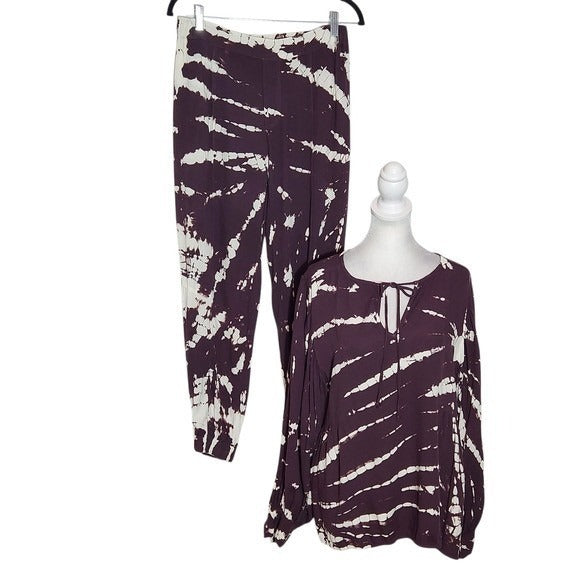 Young Fabulous & Broke Purple and White Tie-Dye Matching Set Size Medium