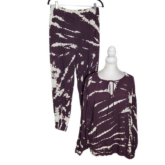Young Fabulous & Broke Purple and White Tie-Dye Matching Set Size Medium
