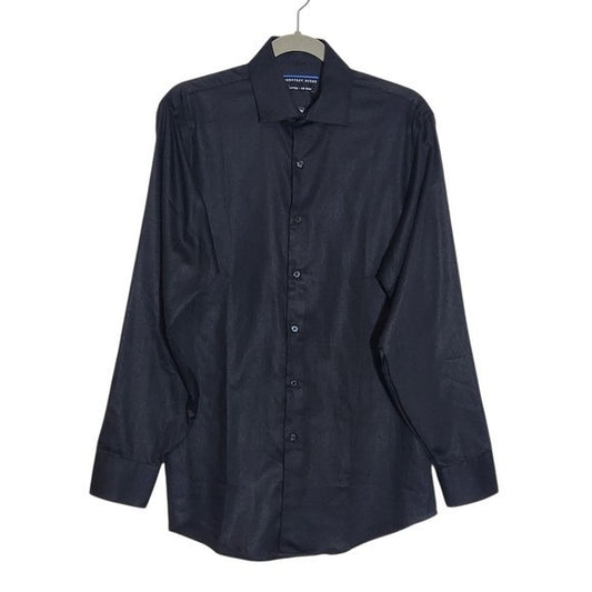 Geoffrey Beene Black Dress Shirt Size 15/32-33 Fitted Black Button Down Shirt