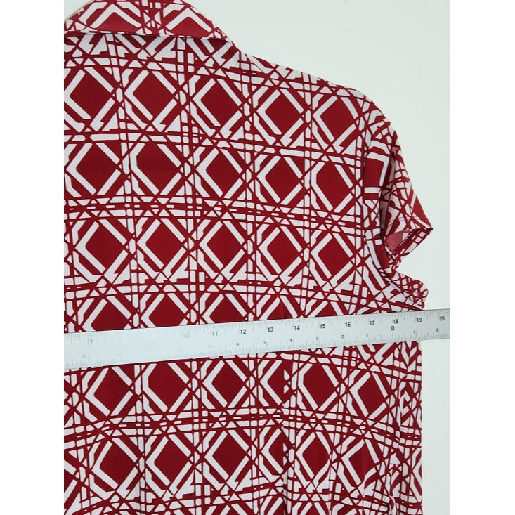 NY Collection Red and White Print Wrap Dress Size Large