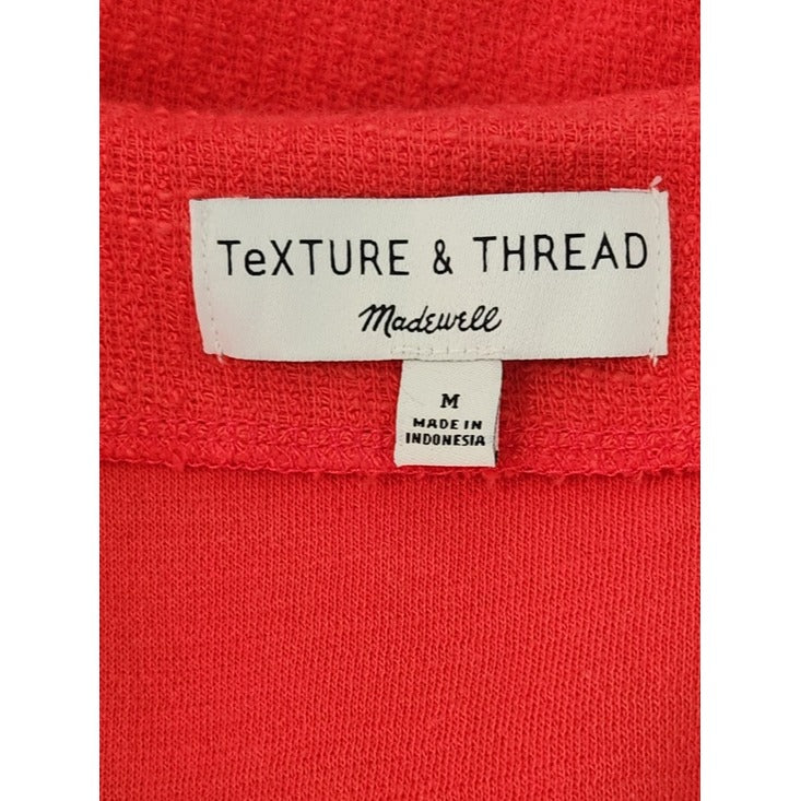 Madewell Texture & Thread Red Cropped Button Up Top Size Medium