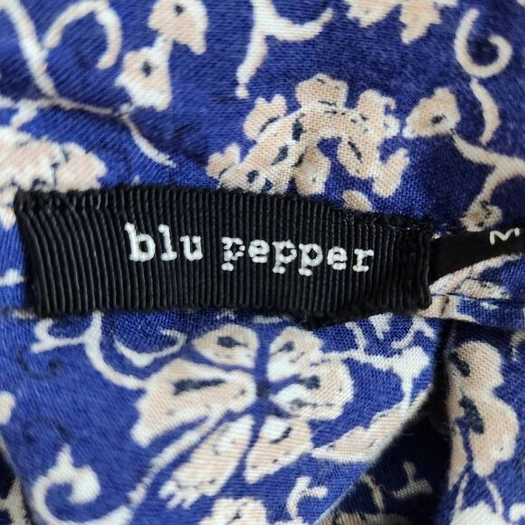 Blu Pepper Blue and Red Floral Boho Mini Dress Size Medium
