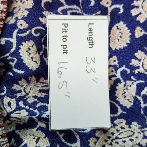 Blu Pepper Blue and Red Floral Boho Mini Dress Size Medium